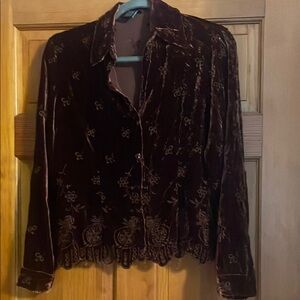 ECI Brown Velvet Button Down Shirt Large Mint